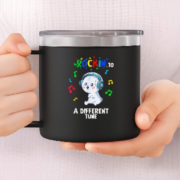 Discover Rockin to a Different Tune Autism Warrior 14oz Stainless Steel Tumblers