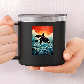 Discover Native American Indian Orca Alaska 14oz Stainless Steel Tumblers