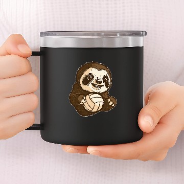 Discover Volleyball Beach Vball Volleyball Sloth 2 Baseball Tees 14oz Stainless Steel Tumblers