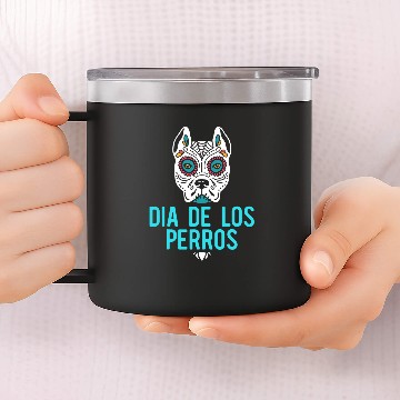 Discover Pitbull Sugar Skull Mexican Dog Dia De Los Muertos Halloween 2 14oz Stainless Steel Tumblers