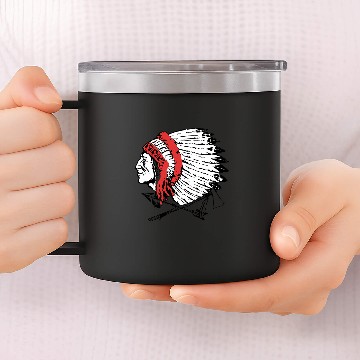 Discover Trendy vintages Native American Warrior Profile Silhouette 14oz Stainless Steel Tumblers