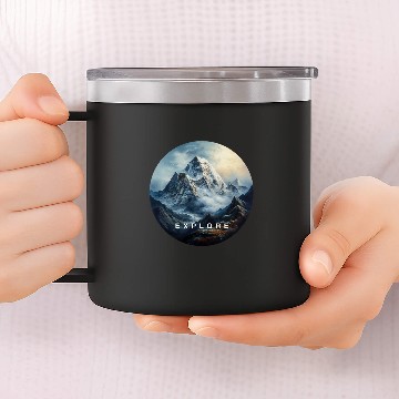 Discover Summit Serenity Hiking Mountain Climbing Exploration Baseball Tees 14oz Stainless Steel Tumblers