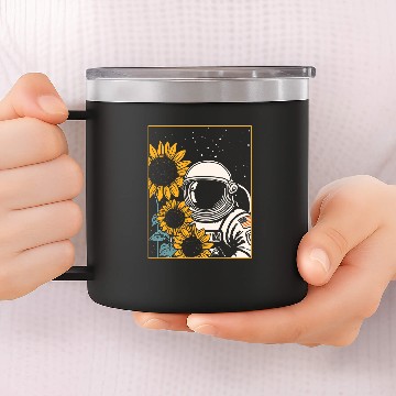 Discover Space Explorer Sunflowers Astronaut Baseball Tees 14oz Stainless Steel Tumblers