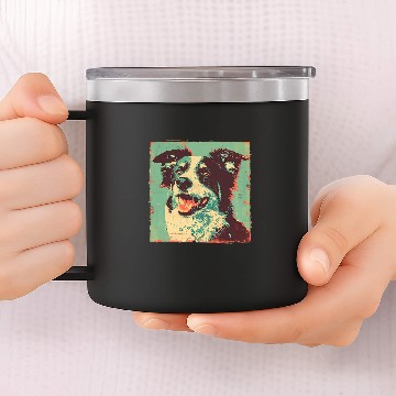Discover Rustic Border Collie Farm Dog 14oz Stainless Steel Tumblers