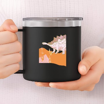 Discover Pink and Orange Prehistoric Jurassic Dinosaur Illustration 14oz Stainless Steel Tumblers