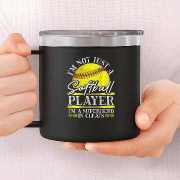 Discover Not Just Softball Player Im A Superhero In Cleats Backprint Baseball Tees 14oz Stainless Steel Tumblers