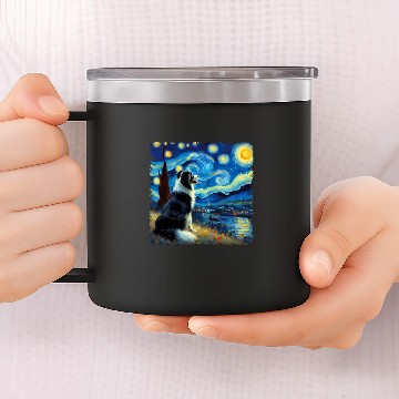Discover Stellar Canine Dreamscape Border Collie Starry Night 3 14oz Stainless Steel Tumblers