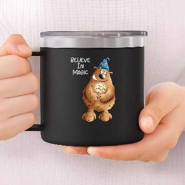 Discover Magician Bear For Wizard Lovers 14oz Stainless Steel Tumblers