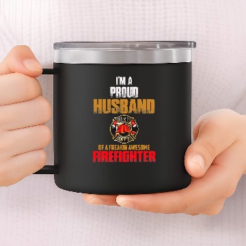 Discover Proud Firefighter Husband Active 14oz Stainless Steel Tumblers
