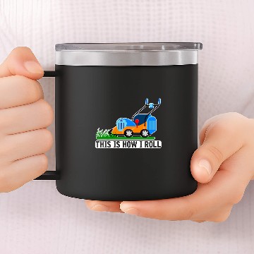 Discover Lawn Mowing Humor Landscaping Janitor 14oz Stainless Steel Tumblers