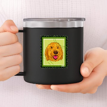 Discover Dog Goldendoodle Postage Stamp Goldendoodle Dog 14oz Stainless Steel Tumblers