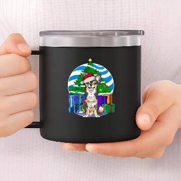 Discover Long haired Chihuahua Santa Christmas Tree Decor 14oz Stainless Steel Tumblers