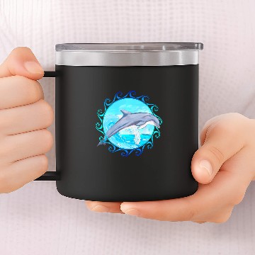 Discover Tribal Maori Sun Dolphin 14oz Stainless Steel Tumblers