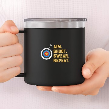 Discover vintages Archery targets Marksman Funny Aim Shoot Swear Repeat Baseball Tees 14oz Stainless Steel Tumblers