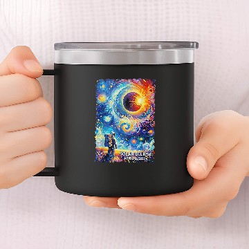 Discover View Totality April 8 2024 Astronomy Astronaut Solar Eclipse 14oz Stainless Steel Tumblers