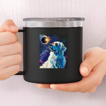 Discover Total Solar Eclipse Great Pyrenees Dog Baseball Tees 14oz Stainless Steel Tumblers