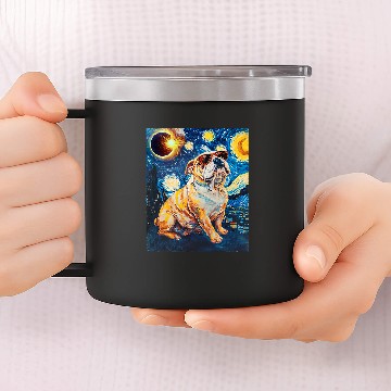 Discover Total Solar Eclipse Bulldog 14oz Stainless Steel Tumblers