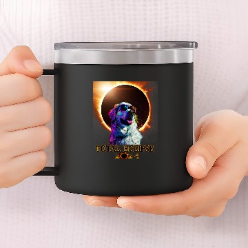 Discover Total Eclipse 4 08 24 Great Pyrenees Dog With Glasses Zip 14oz Stainless Steel Tumblers