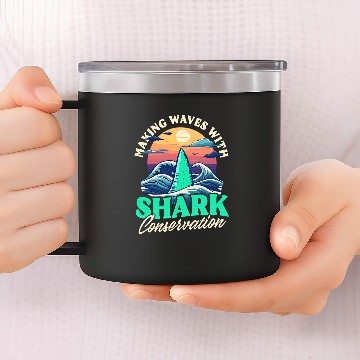 Discover Waves Shark Conservation Design Biologist Shark Lover Baseball Tees 14oz Stainless Steel Tumblers