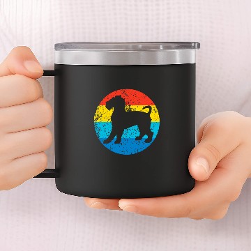 Discover Wire Fox Terrier Dog Breed Silhouette Retro 1970s Circle 14oz Stainless Steel Tumblers