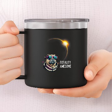 Discover Pug Dog America 2024 Solar Eclipse Totality Accessories 2 14oz Stainless Steel Tumblers