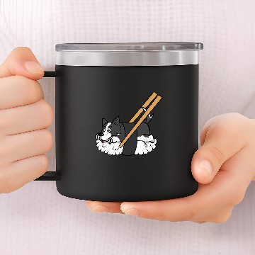 Discover Sushi Border Collie Dog 2 Zip 14oz Stainless Steel Tumblers