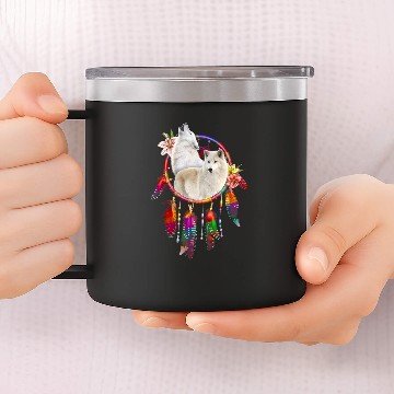 Discover wolfs Dreamcatcher Native American Feather 14oz Stainless Steel Tumblers