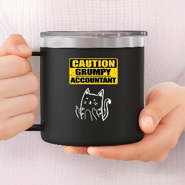 Discover Working Caution Grumpy Accountant Colleague Sarcastic Cat 14oz Stainless Steel Tumblers