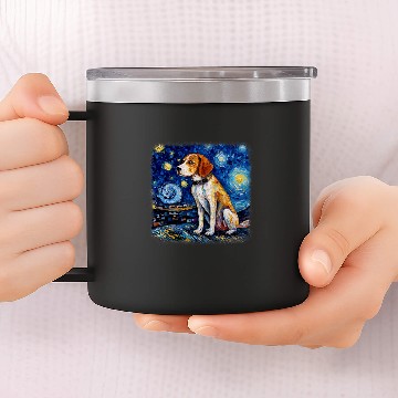 Discover Van gogh Beagle in starry night 14oz Stainless Steel Tumblers