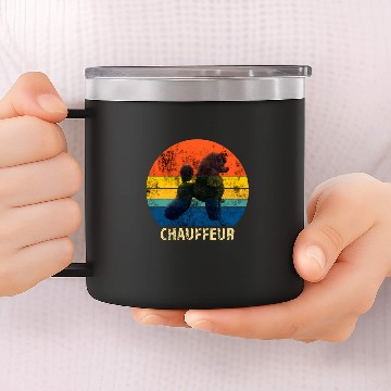 Discover Poodle Chauffeur Retro Circle Dog Owner 14oz Stainless Steel Tumblers