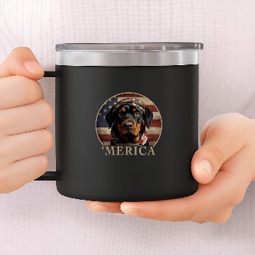 Discover Rottie Dog Mom Dad Merica Rottweiler 14oz Stainless Steel Tumblers