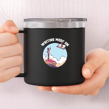 Discover Writing Mode On Book Author Writer Baseball Tees 14oz Stainless Steel Tumblers