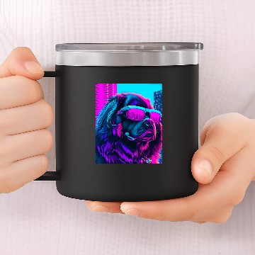Discover Newfoundland Dog Newfie Vaporwave 80s Synthwave Retrowave 14oz Stainless Steel Tumblers
