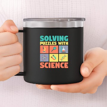 Discover Solving Puzzles with Science Physics Chemist Geek Baseball Tees 14oz Stainless Steel Tumblers