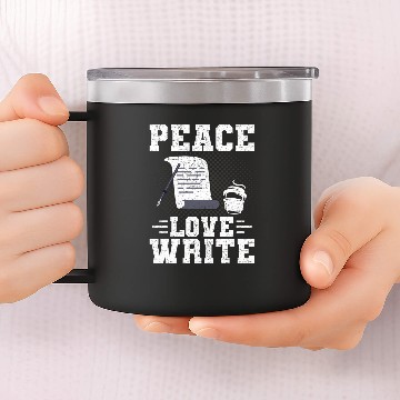 Discover Peace Love Write Writer Author Writing Zip 14oz Stainless Steel Tumblers