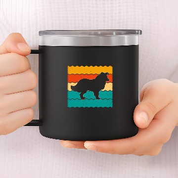 Discover Rough Collie Retro vintages 70s 80s Style Baseball Tees 14oz Stainless Steel Tumblers
