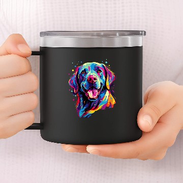 Discover Watercolor Colorful Labrador Lab 14oz Stainless Steel Tumblers
