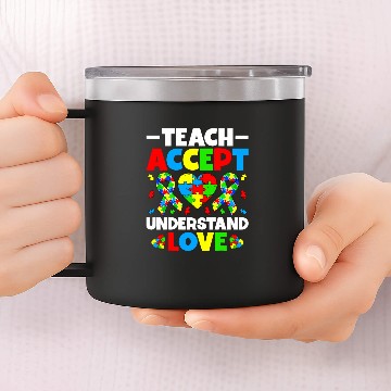 Discover Teach Accept Understand Love SPED Teacher Autism Awareness Baseball Tees 14oz Stainless Steel Tumblers
