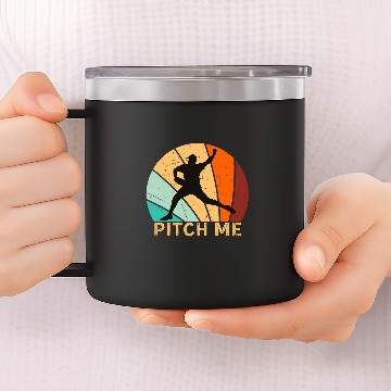 Discover Pitch Me Baseball Pitcher Retro vintages Sunset Funny 14oz Stainless Steel Tumblers
