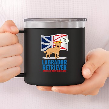 Discover Yellow Labrador Retriever Dog Barking Newfoundland Flag Baseball Tees 14oz Stainless Steel Tumblers