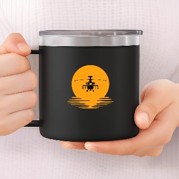 Discover Sunset Apache Helicopter Military Gift for Helicopter Pilot 14oz Stainless Steel Tumblers