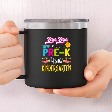 Discover Bye Bye Prek Hello Kindergarten Flamingo Back to School 14oz Stainless Steel Tumblers
