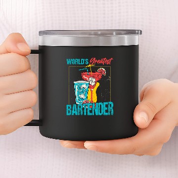 Discover Worlds Greatest Bartender Barman Cocktail 14oz Stainless Steel Tumblers