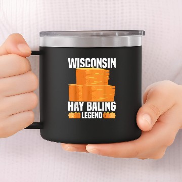 Discover Wisconsin Hay Baling Legend Hay Bale Farming 14oz Stainless Steel Tumblers