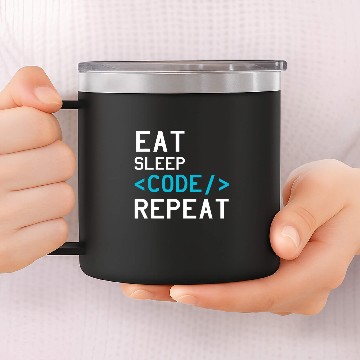 Discover Binary Coding Eat Sleep Code Repeat Computer Programmer 14oz Stainless Steel Tumblers