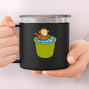 Discover Monkey Ice Bathing Healthy Hobby Baseball Tees 14oz Stainless Steel Tumblers