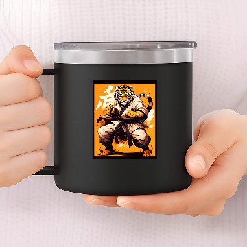 Discover Karate King Graphic With a Tiger Karate Warrior Design Zip 14oz Stainless Steel Tumblers