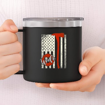 Discover Womens Thin Red Line Firefighter Wife Baseball Tees 14oz Stainless Steel Tumblers