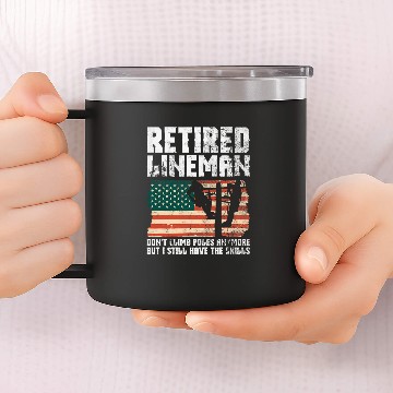 Discover Retired Lineman Design For Patriotic Lineworker Baseball Tees 14oz Stainless Steel Tumblers