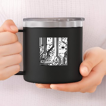 Discover Black Circuit Board Mother Board Computer Programmer 14oz Stainless Steel Tumblers